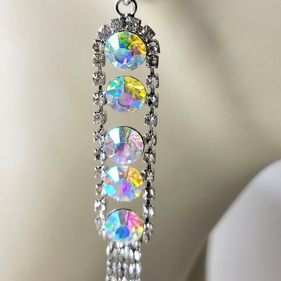 Crystal Chandelier Earrings With Aurora crystals bridal earrings - Picture 2 of 8